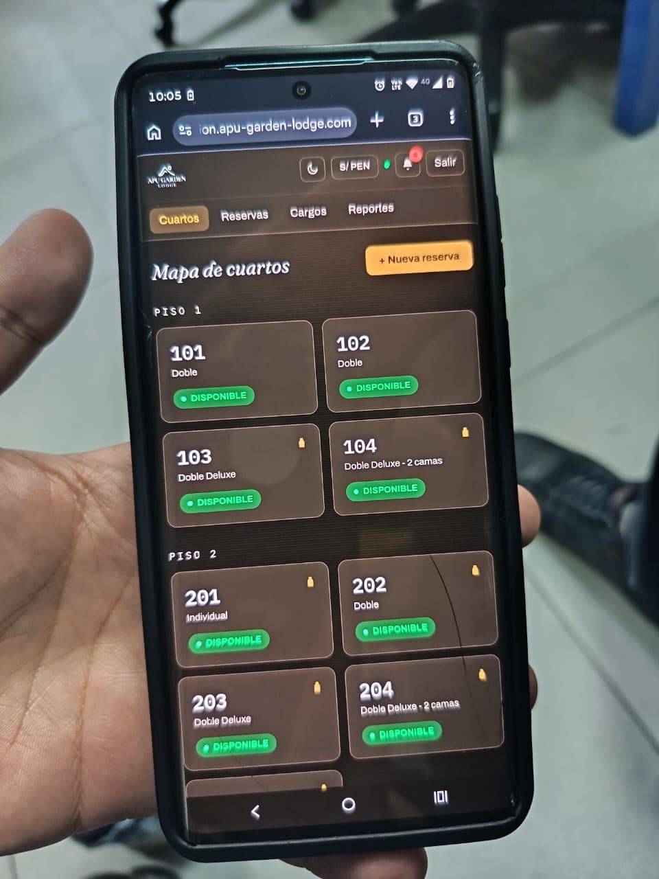 Controlado desde el celular en recepción